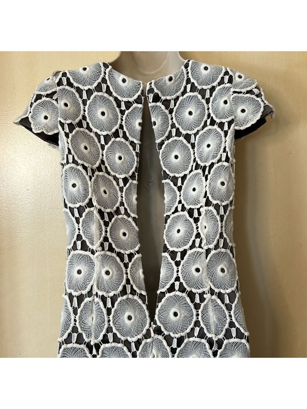 Suzi Chin for Maggie Boutique cream lace over brown long dress size 2P - Picture 8 of 11